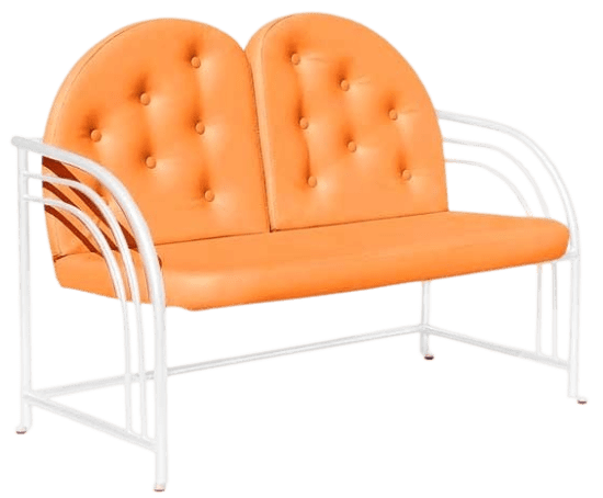 Купить диван для ожидания с пуговицами Д03, со спинкой, двухместный - цвет Dollaro Orange с доставкой по России